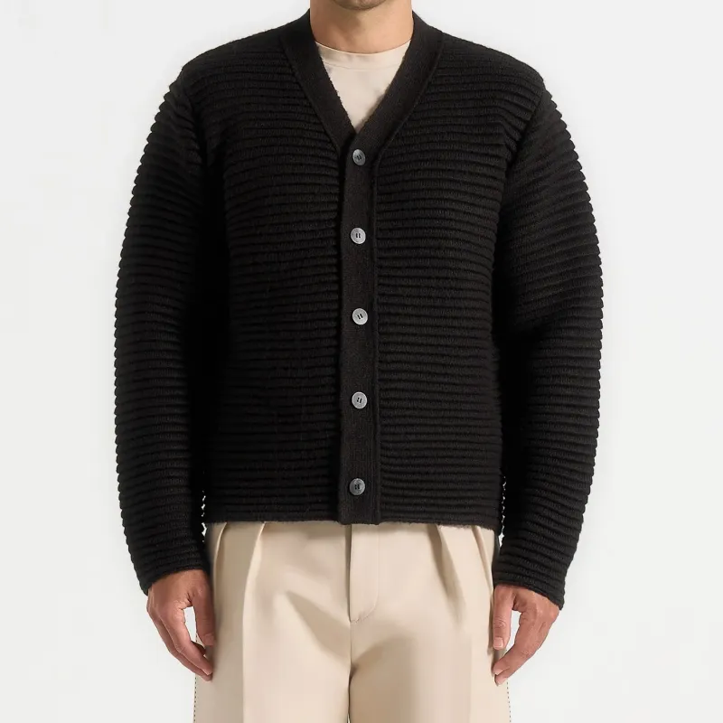 Pull décontracté épais pour hommes, col en V, cardigan pour hommes pour l'automne et l'hiver